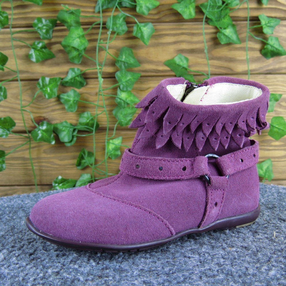 Primigi Purple Suede Fringe Ankle Boots Kids Size 25 EUR 8.5 USA‎ Zip Up